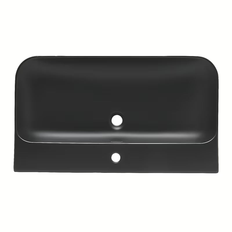 Keramički umivaonik za kupaonski ormarić SAT Fusion u mat crnoj boji s otvorom pro slavinu u sredini