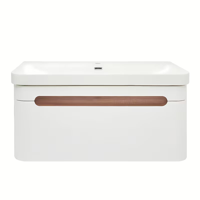 Viseća kupaonski ormarić SAT Fusion s keramičkim umivaonikom u mat bijeloj izvedbi