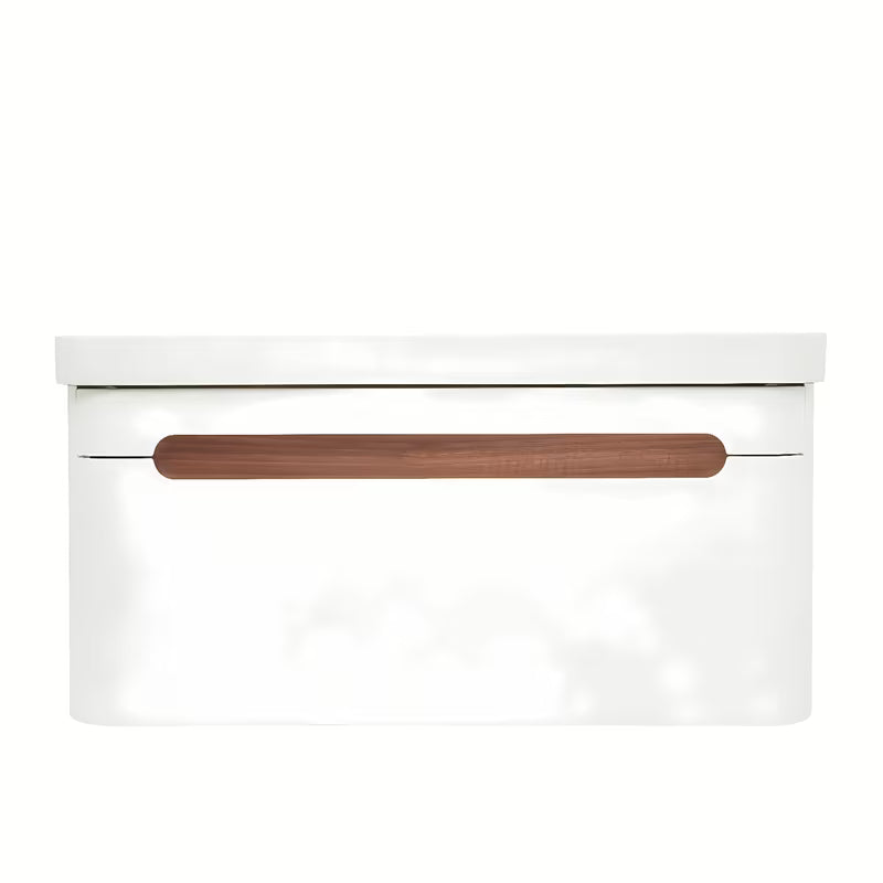 Viseća kupaonski ormarić SAT Fusion s keramičkim umivaonikom u mat bijeloj izvedbi