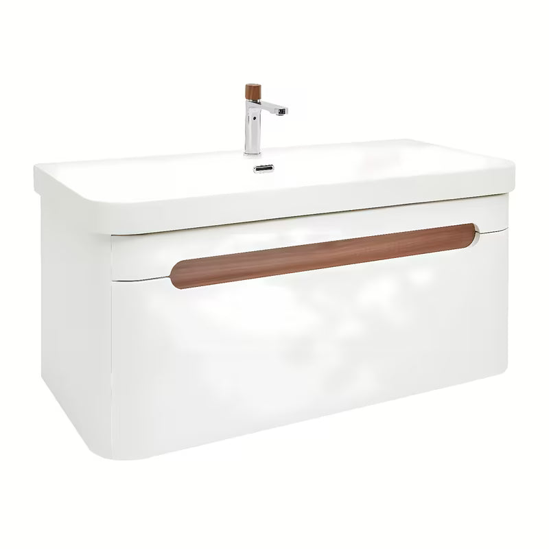 Viseća ormarić s umivaonikom SAT Fusion u mat bijeloj izvedbi sa zaobljenim kutovima