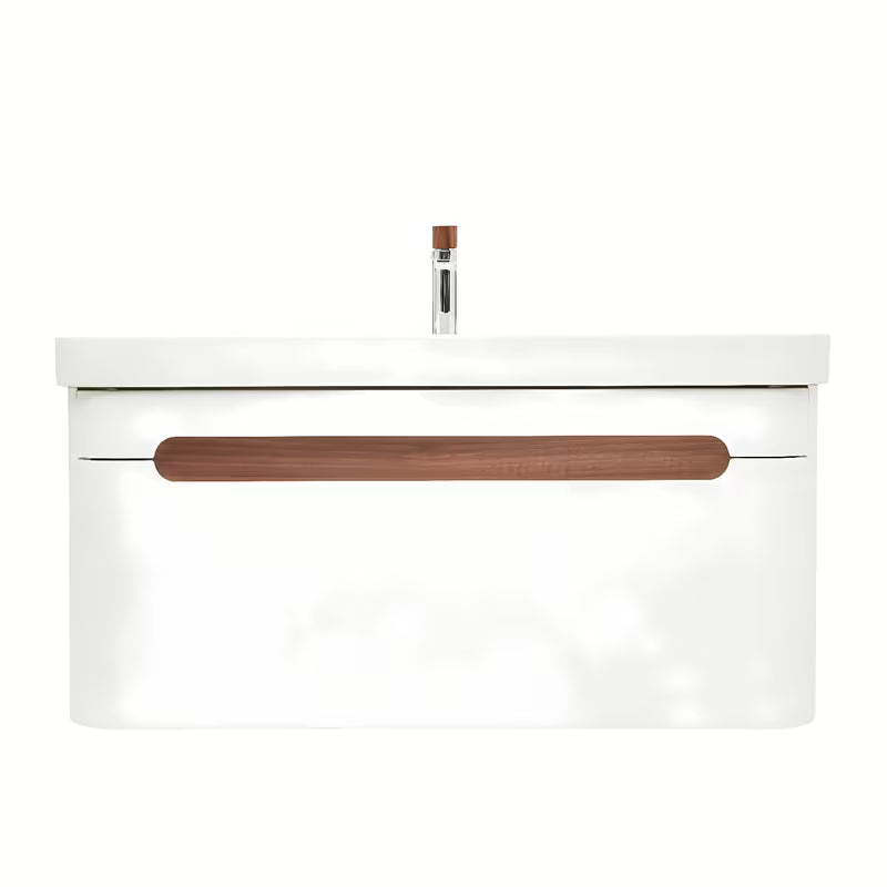 Viseća ormarić s umivaonikom SAT Fusion u mat bijeloj izvedbi sa zaobljenim kutovima