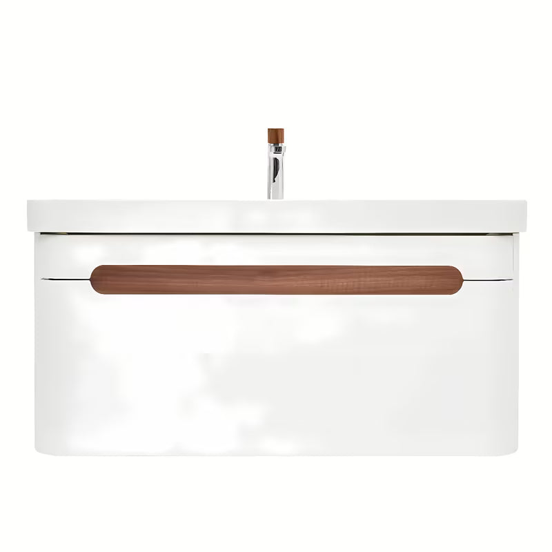 Viseća kupaonski ormarić SAT Fusion s umivaonikom u mat bijeloj boji sa zaobljenim kutovima