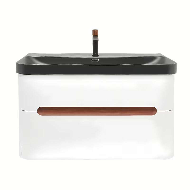 Viseća kupaonski ormarić SAT Fusion s umivaonikom u mat bijeloj boji s dvije ladice