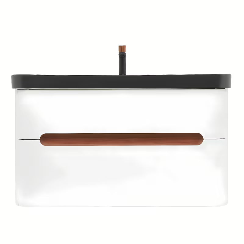 Viseća kupaonski ormarić SAT Fusion s umivaonikom u mat bijeloj boji s dvije ladice