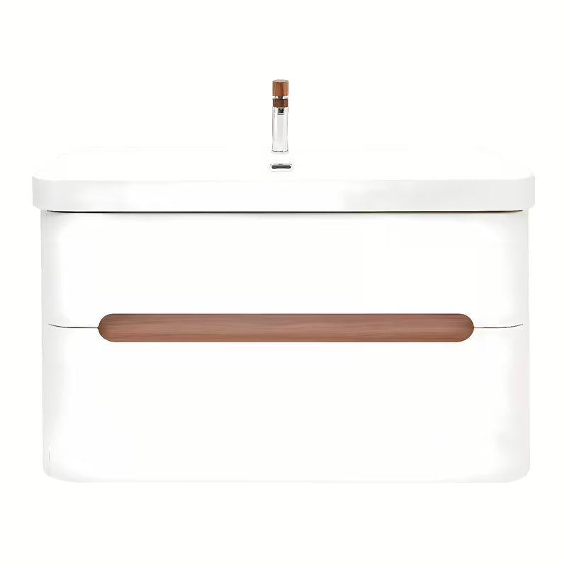 Viseća ormarić s umivaonikom SAT Fusion u mat bijeloj boji s dvije ladice