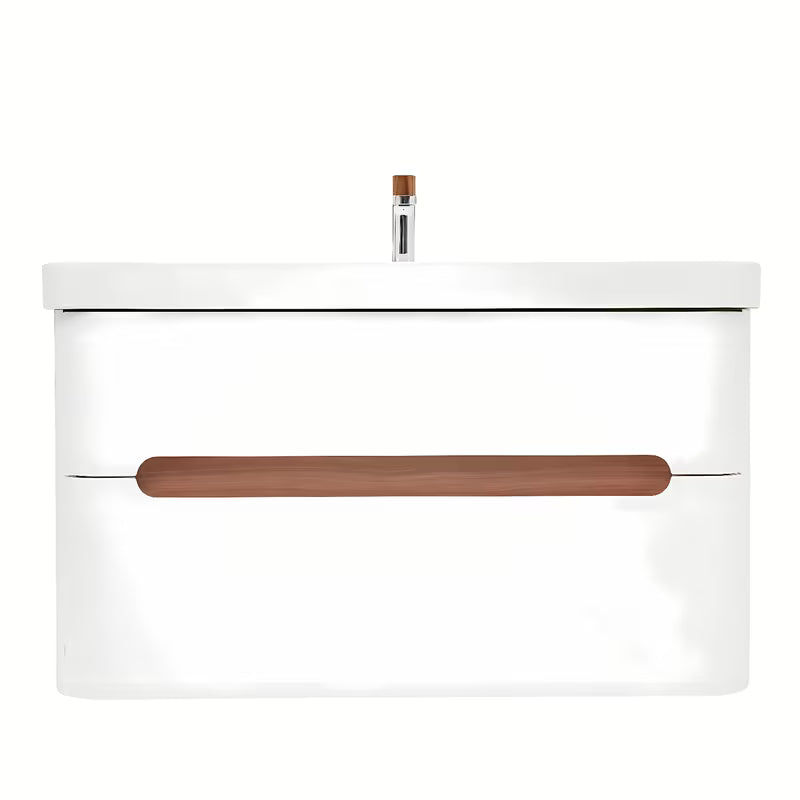 Viseća ormarić s umivaonikom SAT Fusion u mat bijeloj boji s dvije ladice