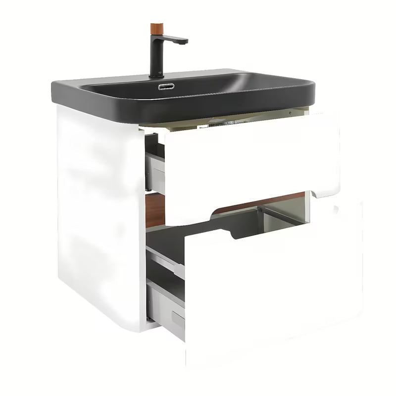 Viseća ormarić s umivaonikom SAT Fusion u mat bijeloj boji s dvije ladice