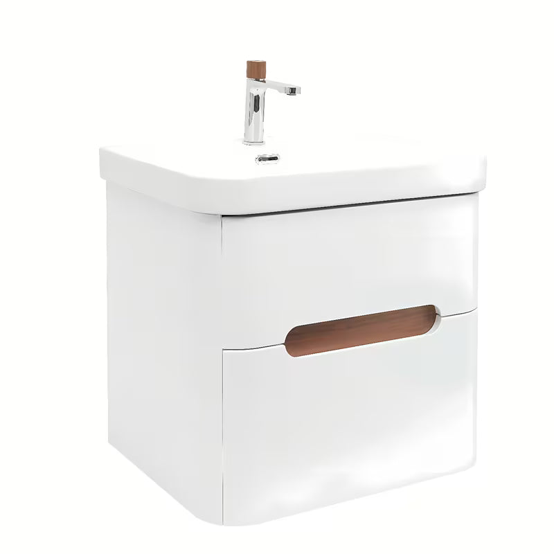 Viseća kupaonski ormarić SAT Fusion s keramičkim umivaonikom u mat bijeloj izvedbi