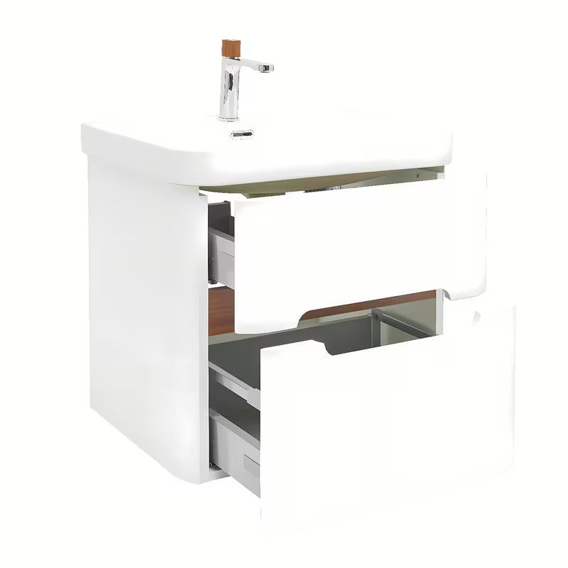 Viseća kupaonski ormarić SAT Fusion s keramičkim umivaonikom u mat bijeloj izvedbi