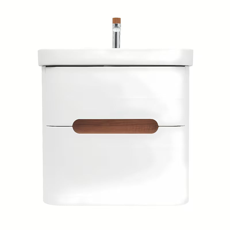 Viseća kupaonski ormarić SAT Fusion s keramičkim umivaonikom u mat bijeloj izvedbi