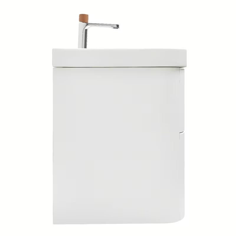 Viseća kupaonski ormarić SAT Fusion s keramičkim umivaonikom u mat bijeloj izvedbi