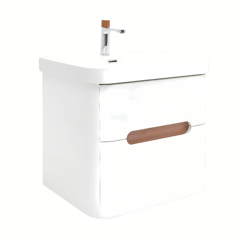 Viseća ormarić s umivaonikom SAT Fusion u mat bijeloj boji s dvije ladice