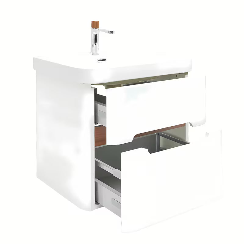 Viseća ormarić s umivaonikom SAT Fusion u mat bijeloj boji s dvije ladice