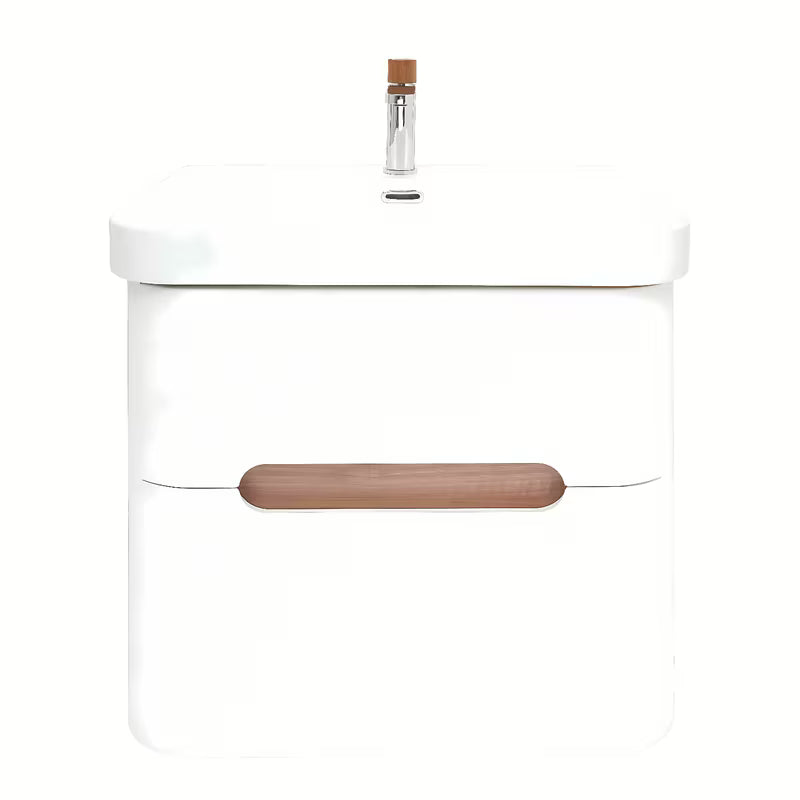 Viseća ormarić s umivaonikom SAT Fusion u mat bijeloj boji s dvije ladice