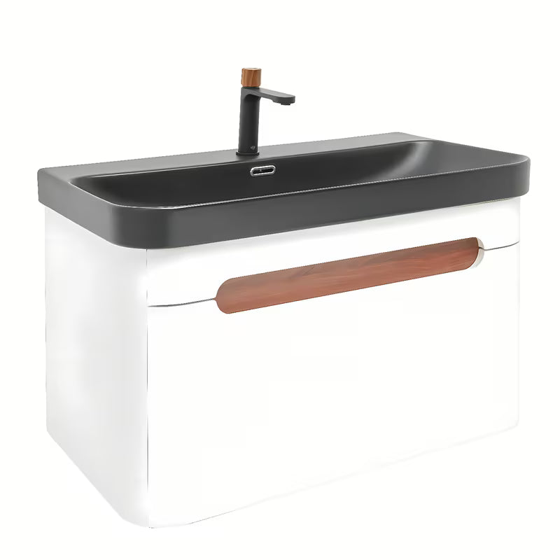 Viseća ormarić SAT Fusion s umivaonikom za namještaj u mat bijeloj i mat crnoj boji