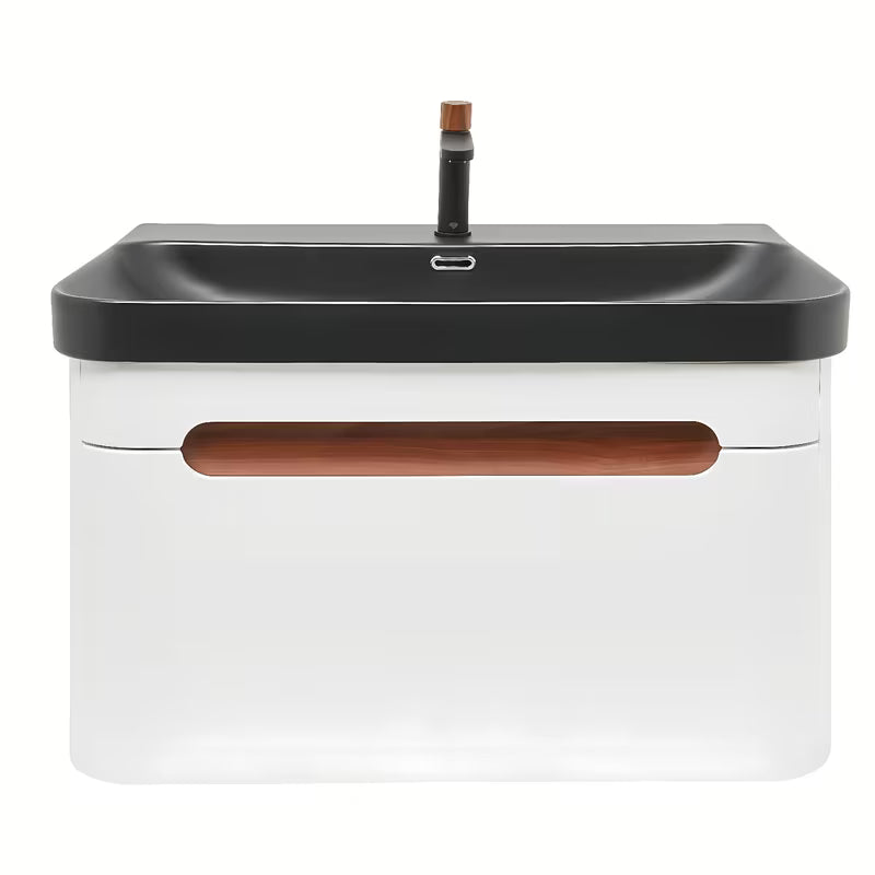 Viseća ormarić SAT Fusion s umivaonikom za namještaj u mat bijeloj i mat crnoj boji