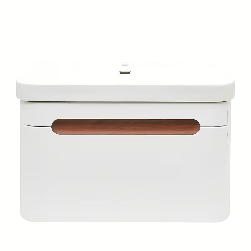 Viseća kupaonski ormarić SAT Fusion s keramičkim umivaonikom u mat bijeloj izvedbi