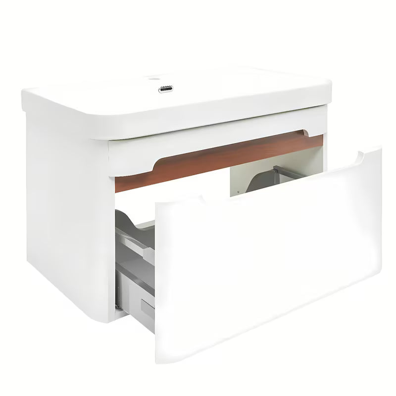 Viseća ormarić s umivaonikom SAT Fusion u mat bijeloj boji sa zaobljenim kutovima