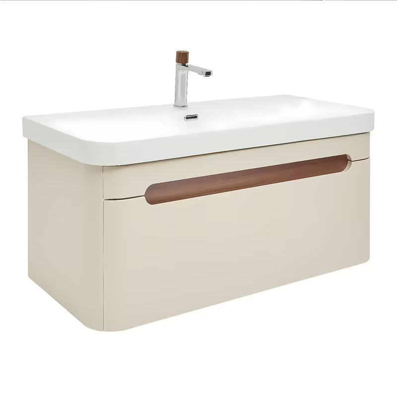 Viseća kupaonski ormarić SAT Fusion s umivaonikom u mat pješčano bež boji