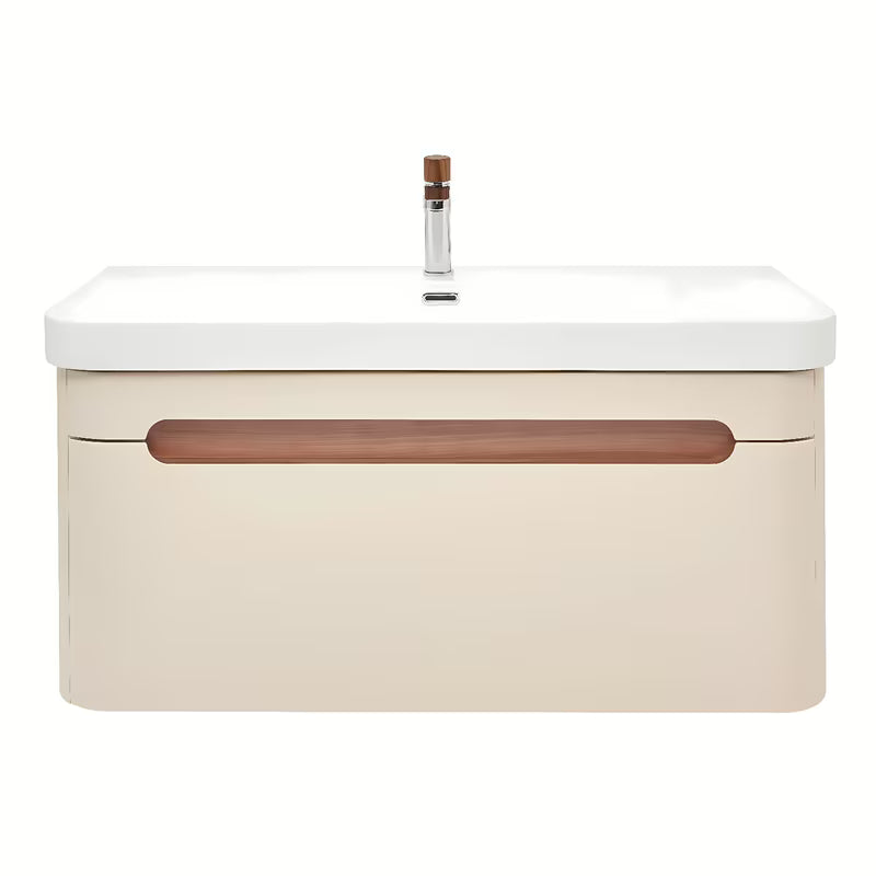 Viseća kupaonski ormarić SAT Fusion s umivaonikom u mat pješčano bež boji