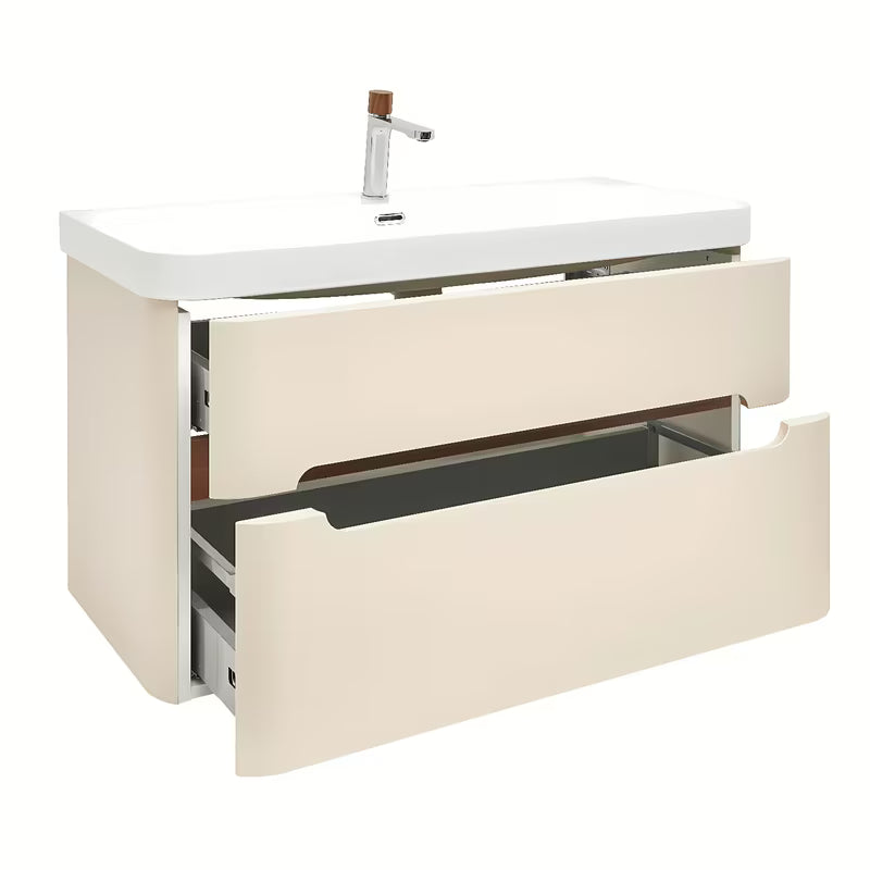 Viseća ormarić s umivaonikom SAT Fusion u mat pješčano bež boji, 97,5x53x45 cm