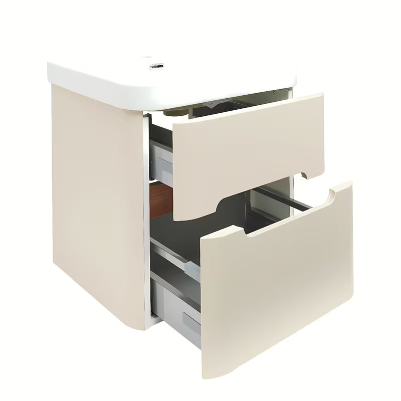 Viseća kupaonski ormarić s umivaonikom SAT Fusion u mat pješčano bež boji