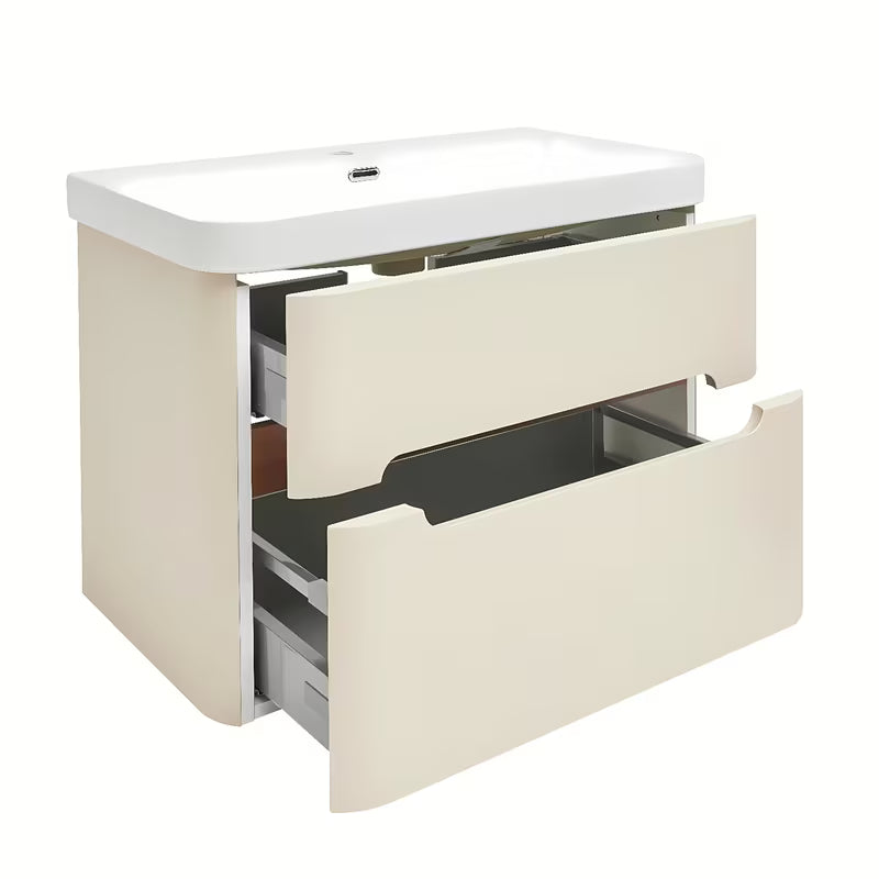 Viseća ormarić s keramičkim umivaonikom SAT Fusion u mat pješčano bež boji