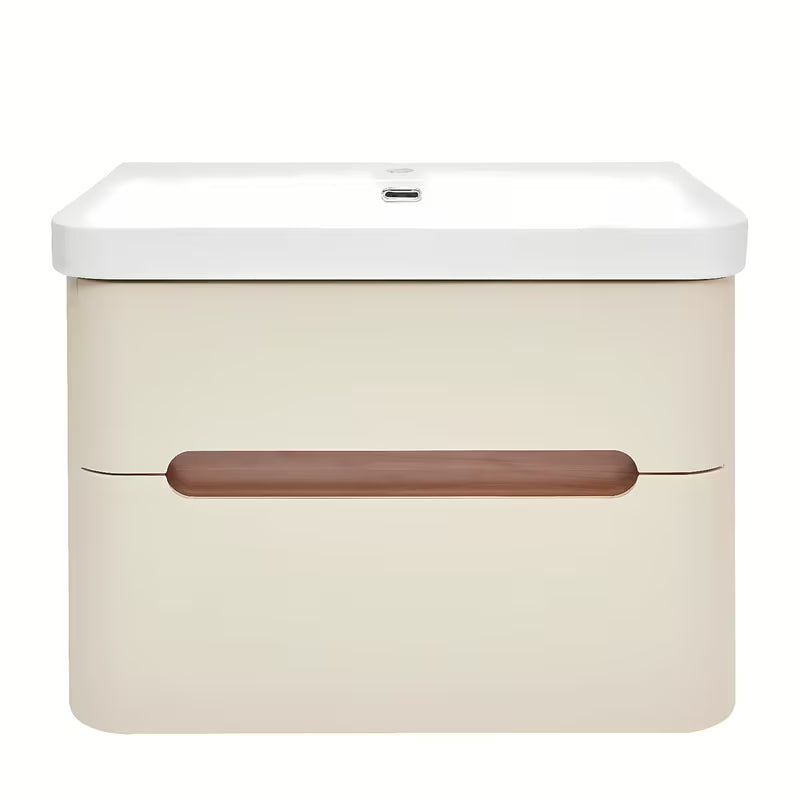 Viseća ormarić s keramičkim umivaonikom SAT Fusion u mat pješčano bež boji