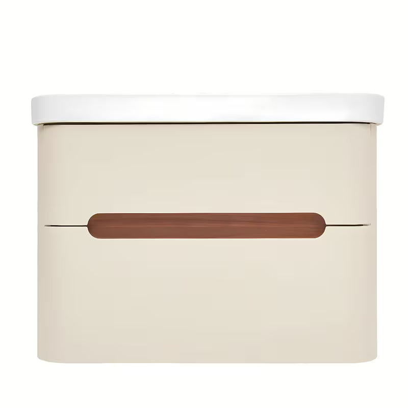 Viseća ormarić s keramičkim umivaonikom SAT Fusion u mat pješčano bež boji