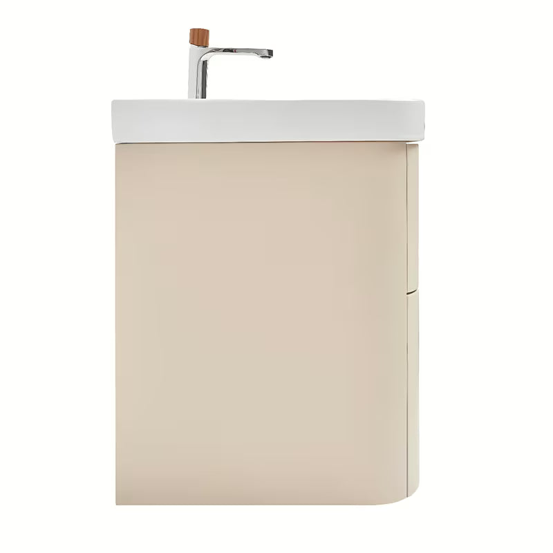 Viseća kupaonski ormarić s umivaonikom SAT Fusion u mat pješčano bež boji s dvije ladice