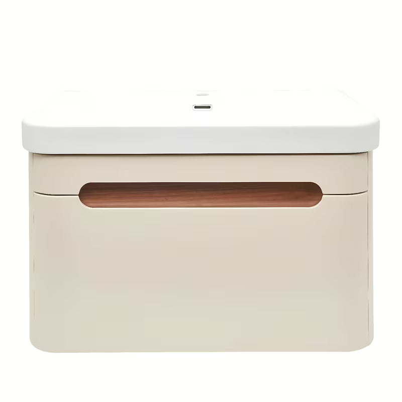 Viseća kupaonski ormarić s umivaonikom SAT Fusion u pješčano bež mat boji