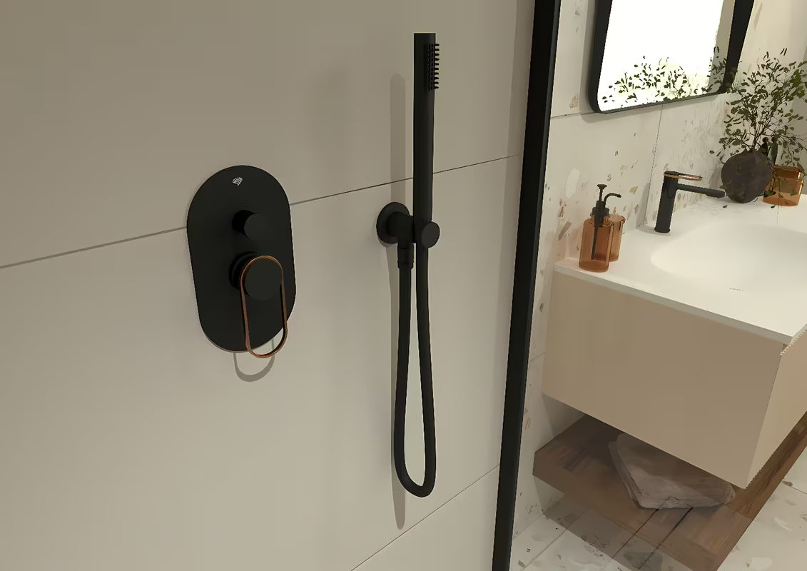 Podžbukna tuš i miješalica za kadu SAT Fusion u crno-brončanoj izvedbi s jednoručnim upravljanjem