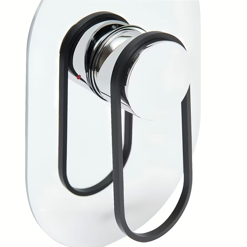 Podžbukna jednoručna baterija miješalica za tuš SAT Fusion u sjajnoj crnoj izvedbi s podžbuknim tijelom.