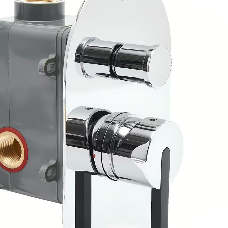 Podžbukna miješalica za tuš SAT Fusion u sjajnoj krom izvedbi uključuje podžbukno tijelo.