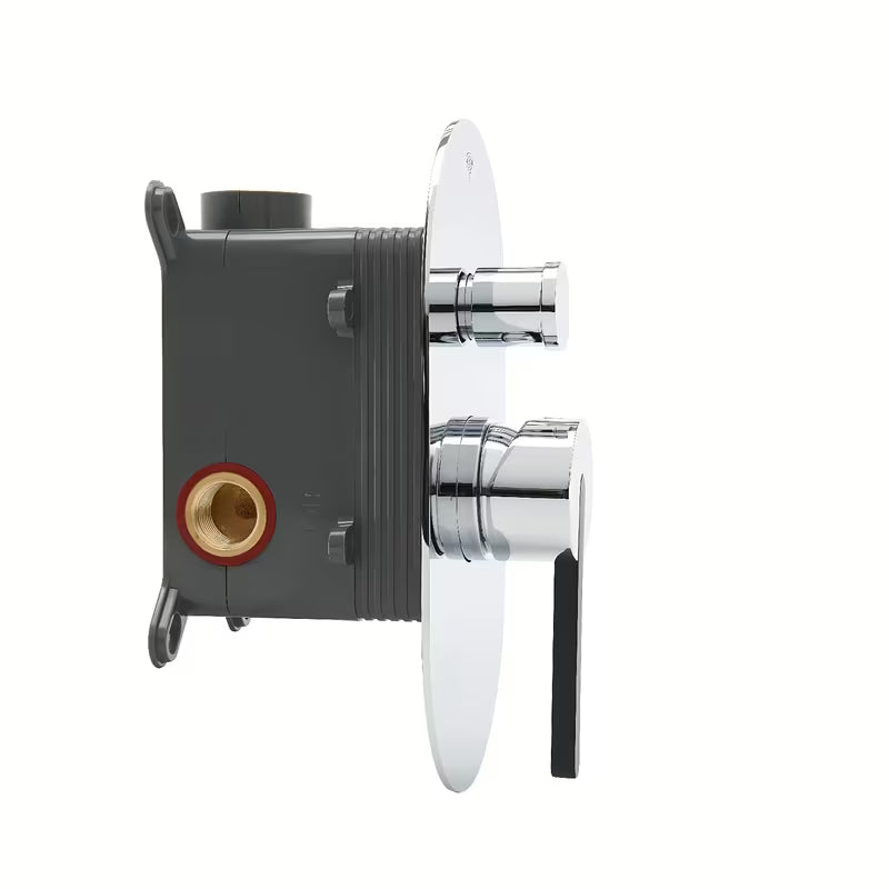 Podžbukna miješalica za tuš SAT Fusion u sjajnoj krom izvedbi uključuje podžbukno tijelo.