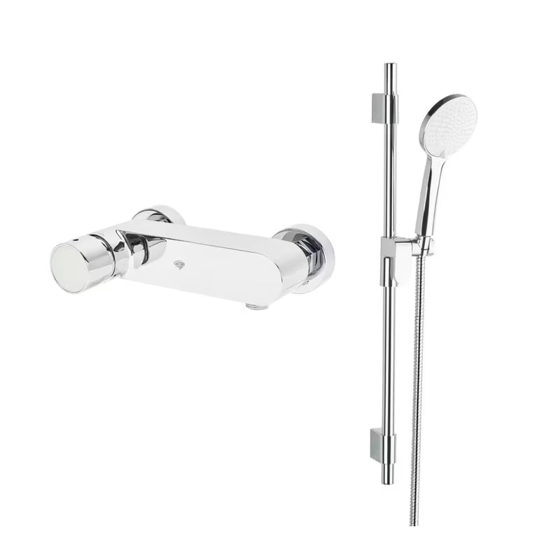 Kromirana zidna jednoručna baterija miješalica za tuš SAT Fusion s tuš setom