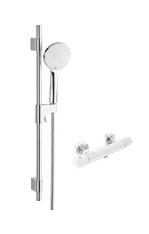 Termostatska zidna miješalica za tuš SAT Fusion u krom izvedbi s tuš setom