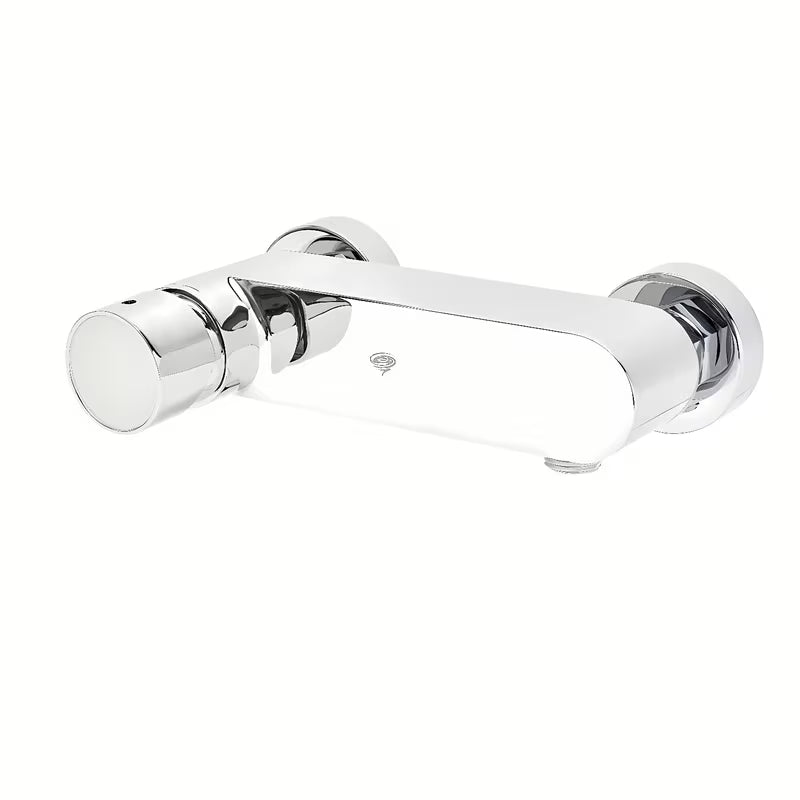 Zidna jednoručna baterija miješalica za tuš SAT Fusion u krom izvedbi s bijelom staklenom ručicom