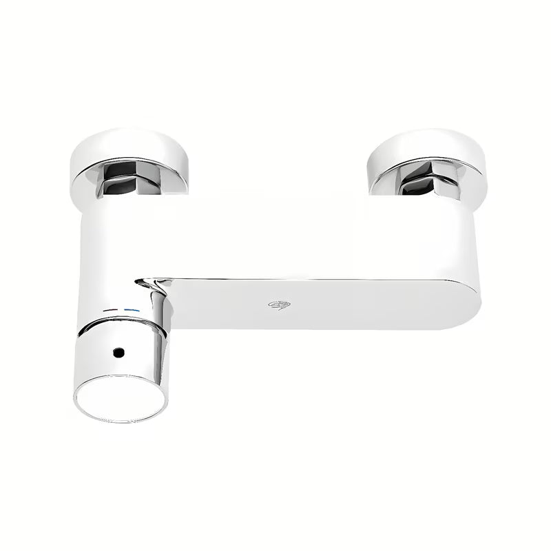 Zidna jednoručna baterija miješalica za tuš SAT Fusion u krom izvedbi s bijelom staklenom ručicom