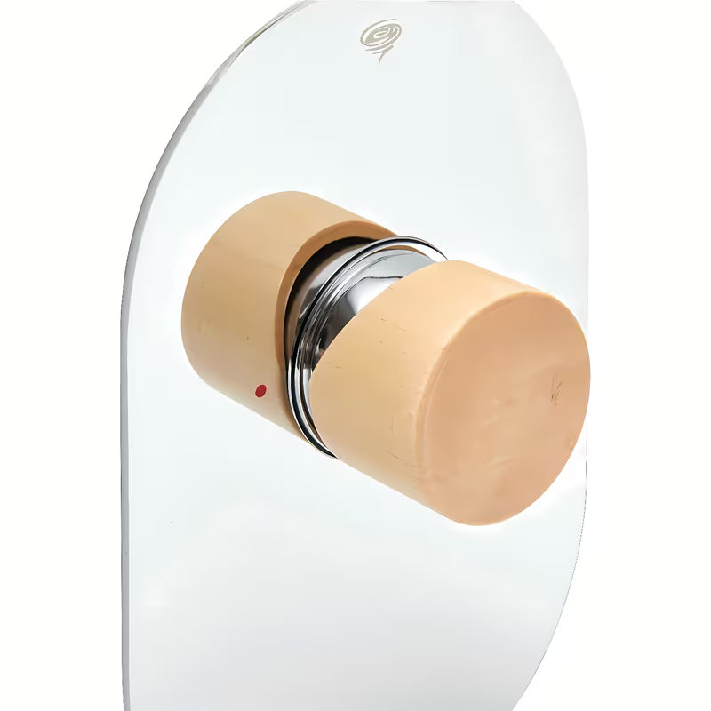 Podžbukna miješalica za tuš SAT Fusion u imitaciji drva s ručicom i kromiranim detaljima.