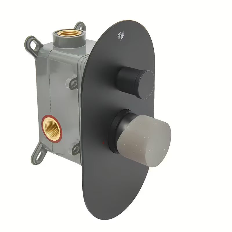 Podžbukna jednoručna baterija tuš i miješalica za kadu SAT Fusion u mat crnoj boji s ručicom u dizajnu betona