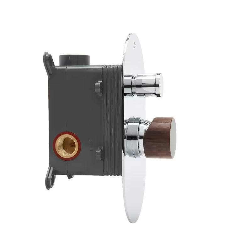 Podžbukna jednoručna baterija tuš i miješalica za kadu SAT Fusion u izvedbi tamnog drva sa sjajnom površinom