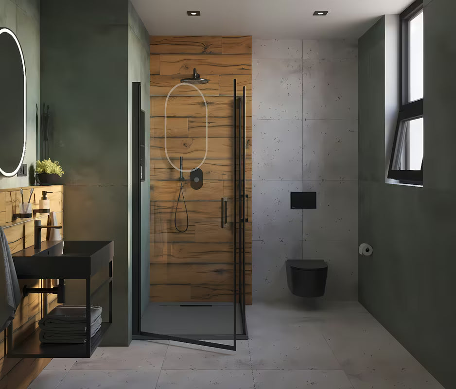 Svijetlosiva kupaonski tepih SAT Infinitio s mekanim dugim vlaknima i protukliznim donjim slojem.