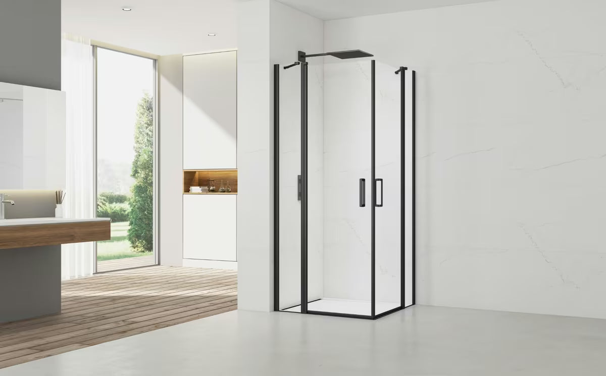 Pravokutna tuš kabina SAT Fusion 100x90 cm u crnoj mat boji s prozirnim staklom i Easyclean obradom.