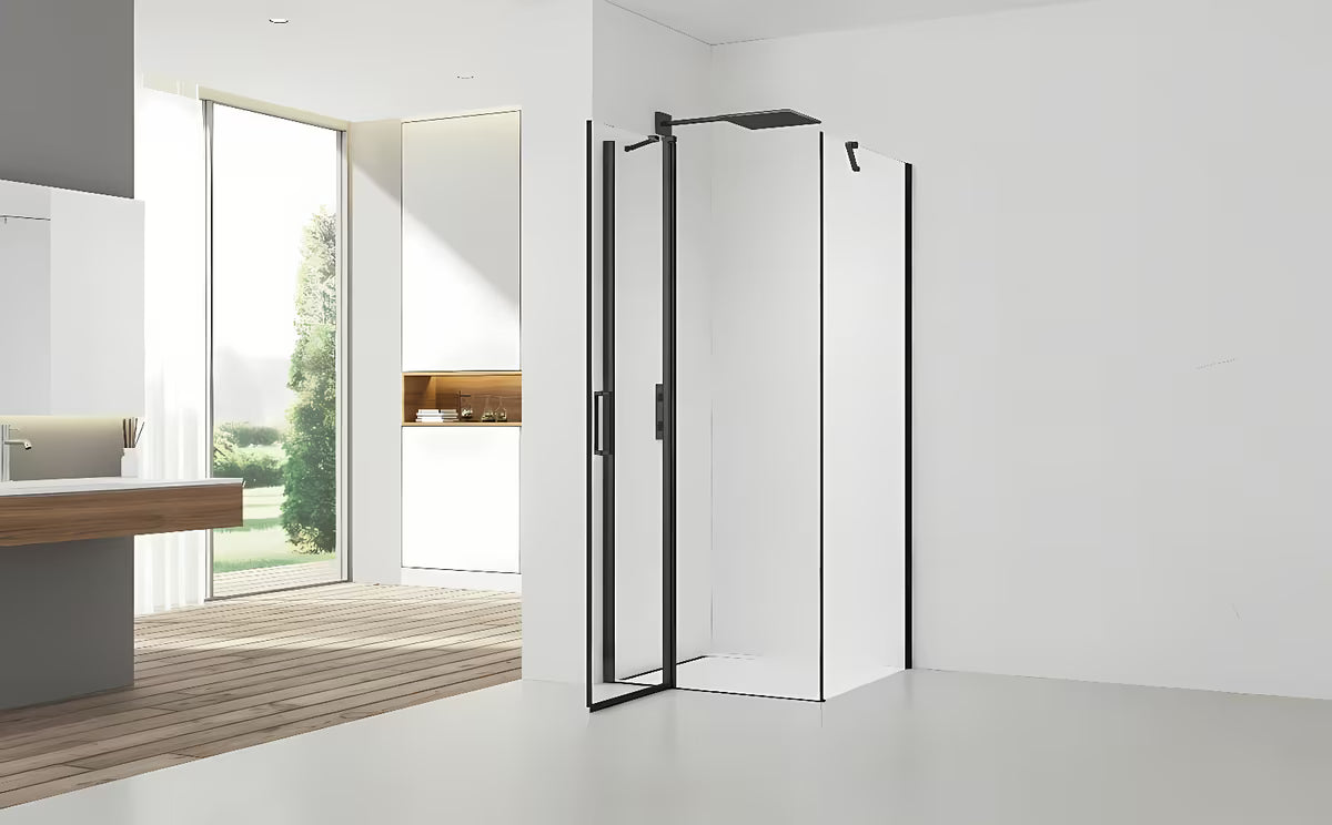 Kvadratna tuš kabina SAT Fusion 80x80 cm u mat crnoj boji s prozirnim staklom