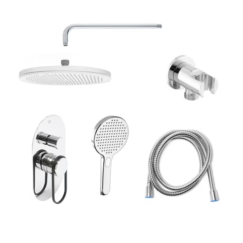 Podžbukni tuš sustav SAT Fusion u mat crnoj izvedbi s ručicom i tri načina tuširanja.