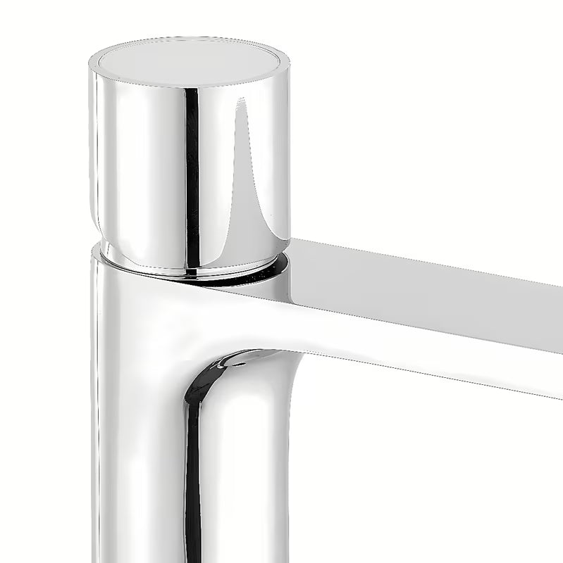 Kromirana miješalica za umivaonik SAT Fusion s ručicom od bijelog stakla i štedljivim perlatorom