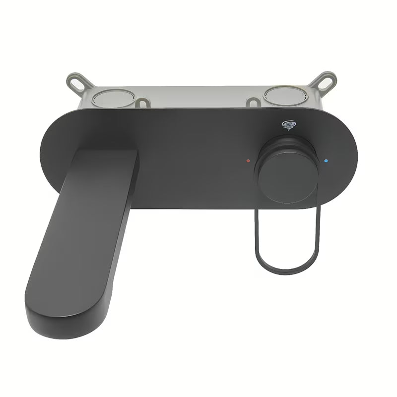 Podžbukna miješalica za umivaonik SAT Fusion u mat crnoj izvedbi s okruglom ručicom