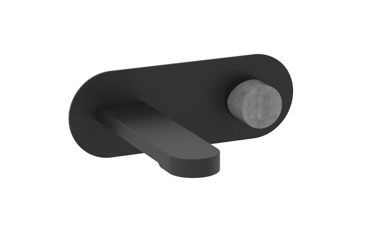 Podžbukna miješalica za umivaonik SAT Fusion u mat crnoj boji s betonskom ručicom