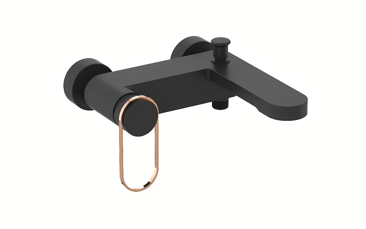 Jednoručna Baterija zidna miješalica za kadu SAT Fusion u mat crnoj i brončanoj izvedbi.